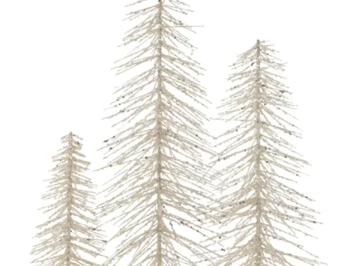 Klessas metalen kerstboom zilver H58 cm met glitterfinish, smal design en ronde voet