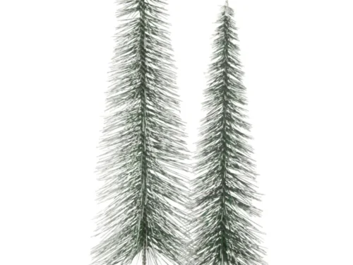 Slanke groene Pralik kunstkerstboom van kunststof met glitter en witte voet, H45 cm