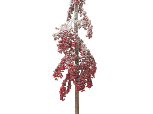 Kerstboom Nalun Schuim Rood H108 cm met besneeuwde rode bessen en slanke stam voor een feestelijke winterlook