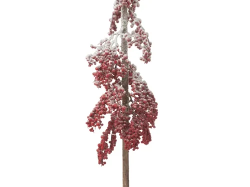 Kerstboom Nalun Schuim Rood H108 cm met besneeuwde rode bessen en slanke stam voor een feestelijke winterlook