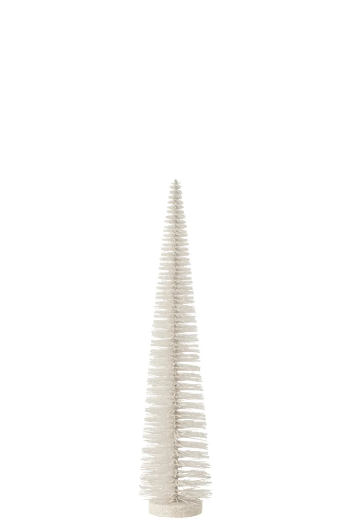 Witte kunststof kerstboom Stetan H39 cm met glitterafwerking en slank decoratief ontwerp