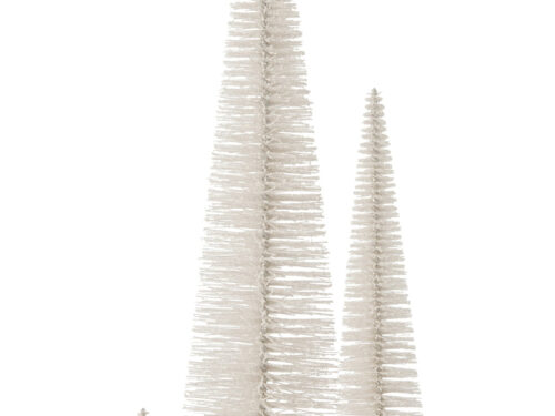Kerstboom Trauntano wit kunststof met glitter, in drie maten op ronde voet