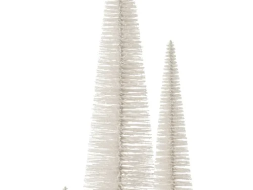 Kerstboom Trauntano wit kunststof met glitter, in drie maten op ronde voet