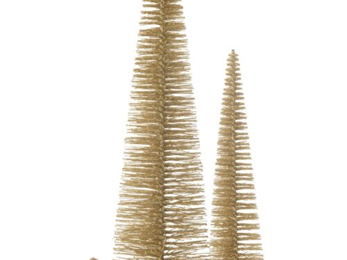 Kerstboom Skurnol kunststof goud met glitterafwerking, slank design, H61 cm