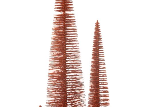 Kerstboom Skobes kunststof koper H61 cm met glitterafwerking en feestelijke glans