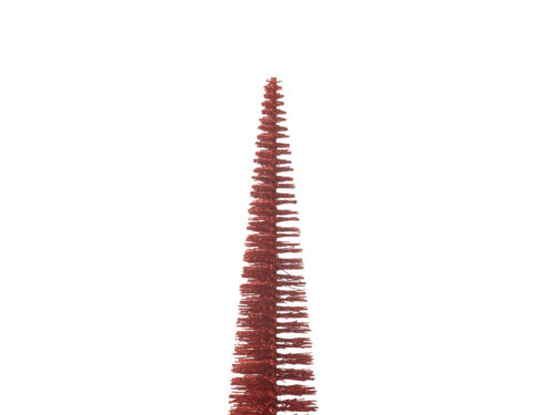 Kerstboom Nekino rood kunststof met glitterafwerking, slank 39 cm decoratief model voor tafel of vensterbank