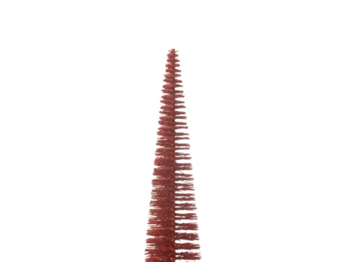 Kerstboom Nekino rood kunststof met glitterafwerking, slank 39 cm decoratief model voor tafel of vensterbank