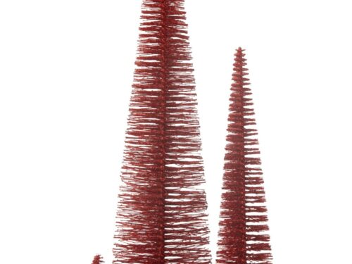 Kerstboom Klauldira rode kunststof kerstdecoratie met glitters, H61 cm