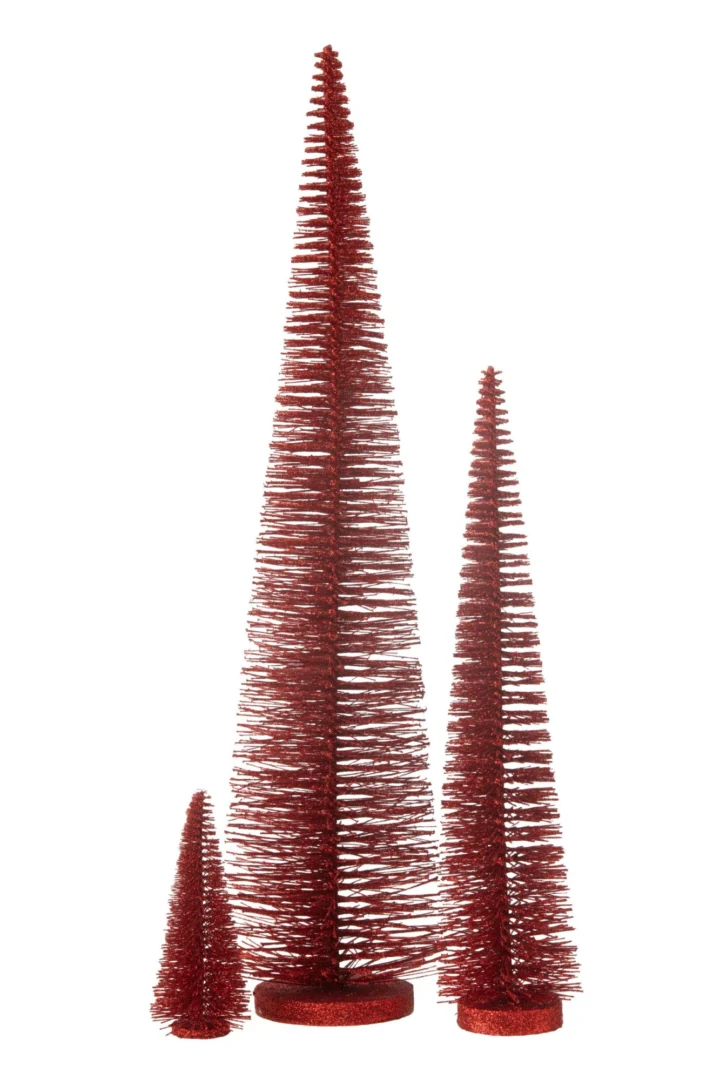 Kerstboom Klauldira rode kunststof kerstdecoratie met glitters, H61 cm