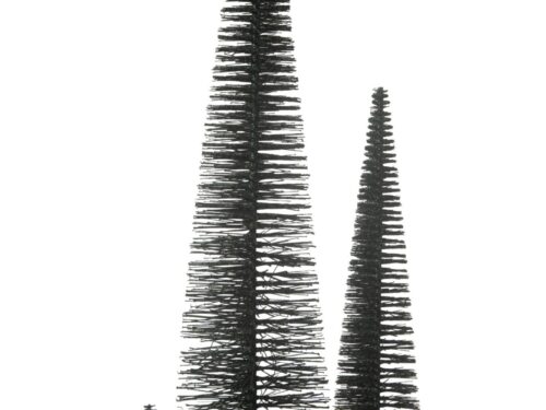 Jukio kunststof kerstboom groen H61 cm met glinsterafwerking, feestelijke decoratie in slanke vorm