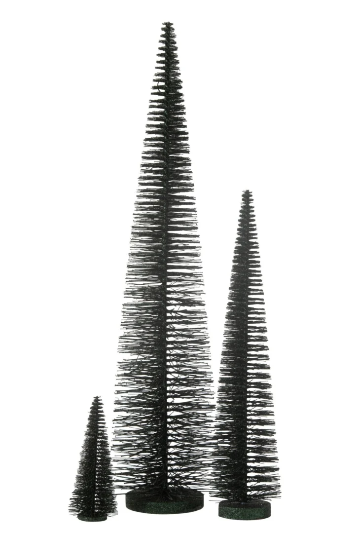 Jukio kunststof kerstboom groen H61 cm met glinsterafwerking, feestelijke decoratie in slanke vorm