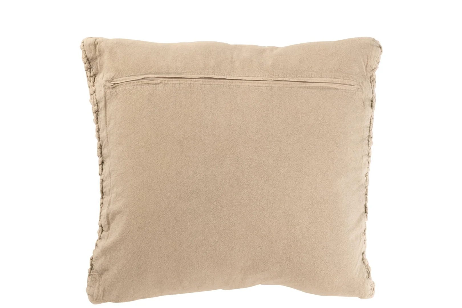 Kussen Tieltia beige 50x50 cm met gebreide look, gevlochten detail en ritssluiting