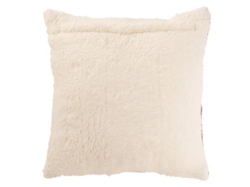 Kussen Flirrand grijs 45x45 cm met zacht teddystiksel en volle, comfortabele uitstraling