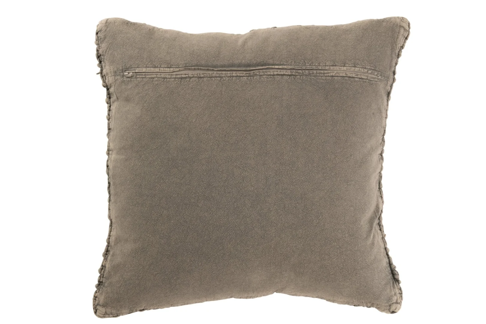 Kussen Nuntel Grijs 50x50 cm met gewassen look, gevlochten randen en zachte textuur