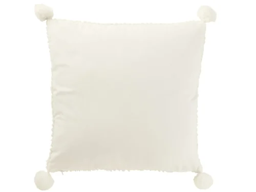 Kussen Grunnona Wit 45 x 45 cm met pompons, zacht vierkant sierkussen voor bank of slaapkamer