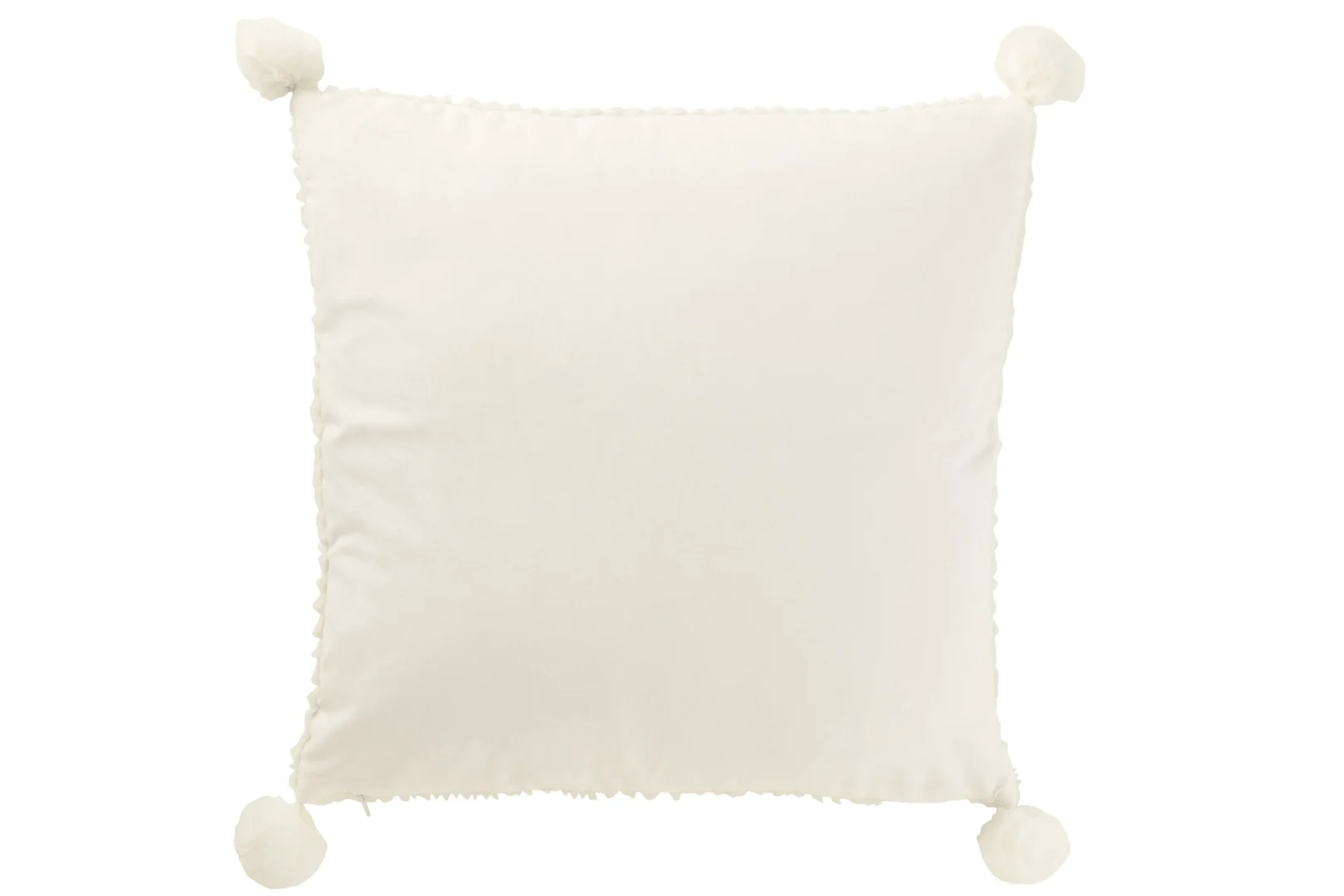 Kussen Grunnona Wit 45 x 45 cm met pompons, zacht vierkant sierkussen voor bank of slaapkamer