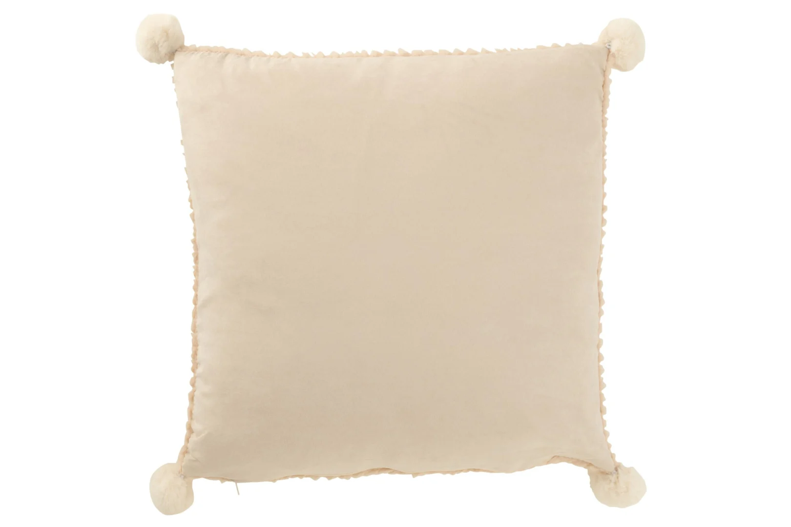Kussen Kooldea beige 45x45 cm met zachte polyester stof en speelse pompons