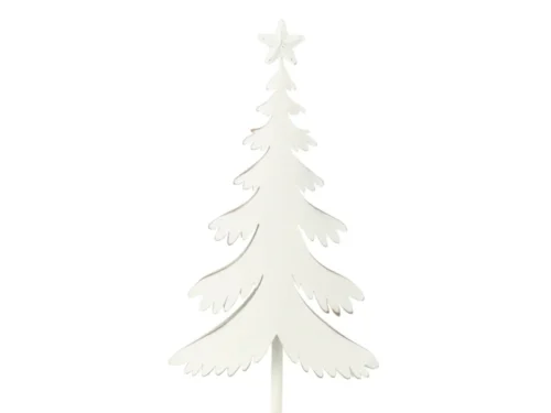 Witte Kerstboom Stuldas metaal op houten voet, 40 cm hoog, minimalistisch winterdecoratie met stertopper