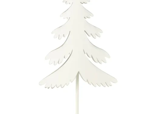Kerstboom Fokero Metaal Wit H52 cm met slank silhouet, witte takken en houten voet