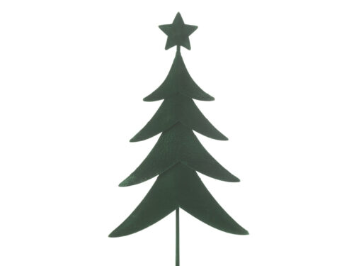 Kerstboom Skaannia van groen metaal op houten voet, compact en sfeervol voor vensterbank of dressoir