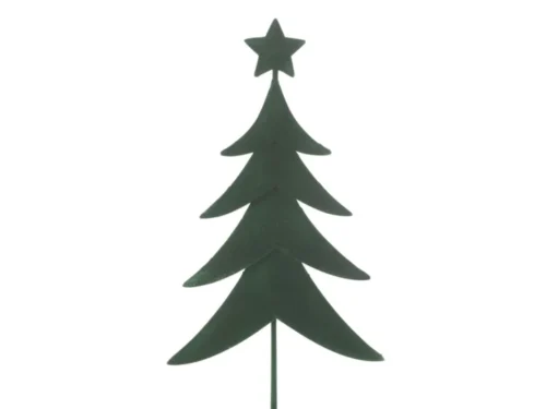 Kerstboom Skaannia van groen metaal op houten voet, compact en sfeervol voor vensterbank of dressoir