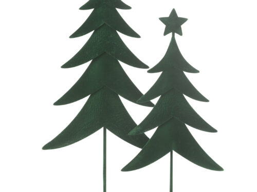 Kerstboom Beinsar Metaal Groen H49 cm met houten voet, slank design en sterren op top