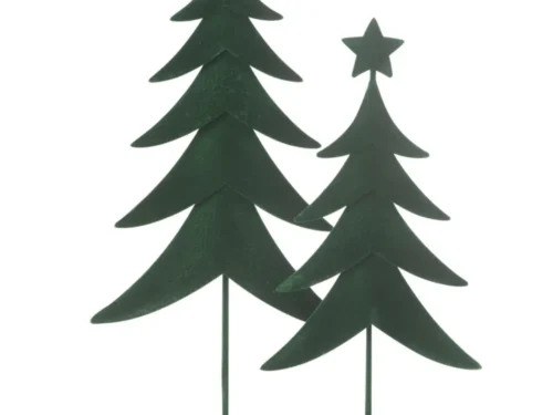 Kerstboom Beinsar Metaal Groen H49 cm met houten voet, slank design en sterren op top