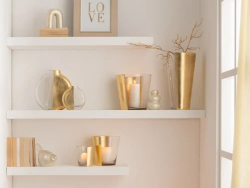 Vaas Fieskano glas goud H35 cm, slanke transparante vaas met goudaccent in stijlvolle woondecoratie