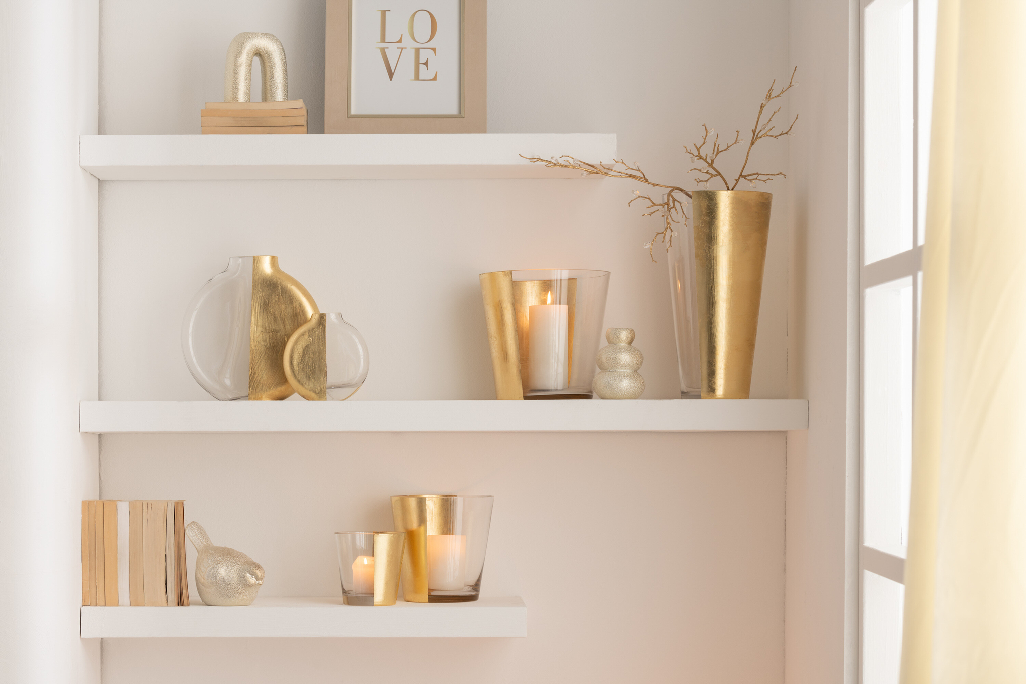 Vaas Fieskano Glas Goud H35 cm
