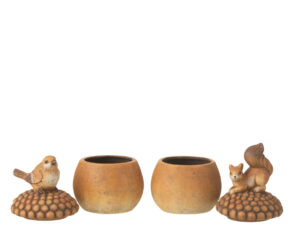 Decoratiefiguur Kimonte Porselein Bruin H14,5 cm - Set van 2