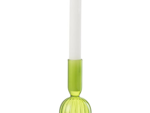 Groene glazen kandelaar Juliette met slank silhouet en bolvormige voet, 19 cm hoog
