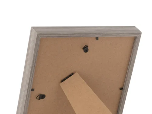 Fotolijst Lirronte MDF beige met slanke houtlook rand en standaard, achterzijde zichtbaar