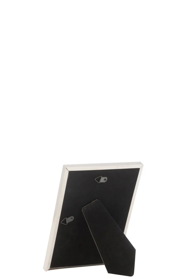 Fotolijst Pravund Glas Zilver met smalle zilveren rand, zwart achterpaneel en standaard
