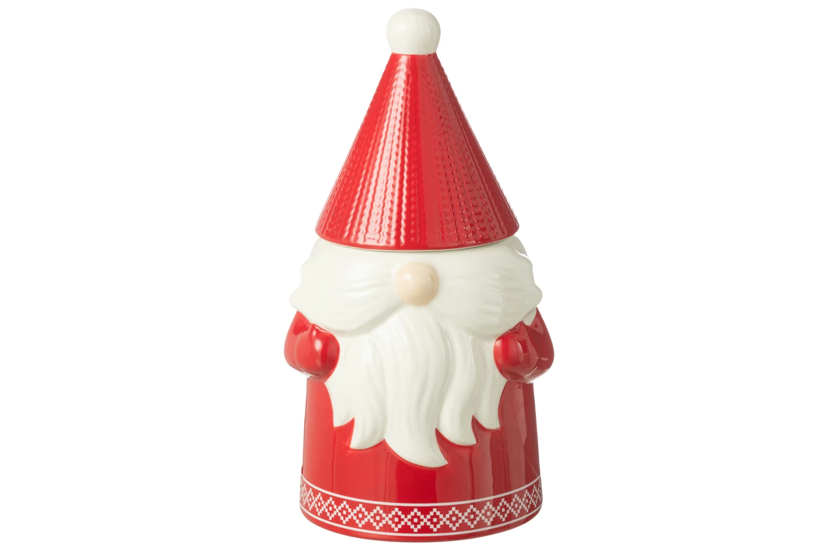 Koekjespot Innsbruck Keramiek in rood-wit, met speels kerstmanontwerp en glanzende afwerking