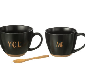 Kopje Baubis Keramiek Zwart - Set van 2