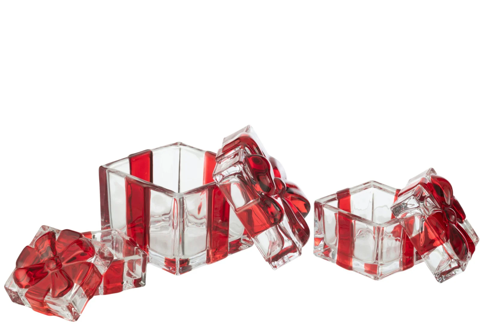 Opbergpot Foehn Glas Rood H11,5 cm - Afbeelding 3