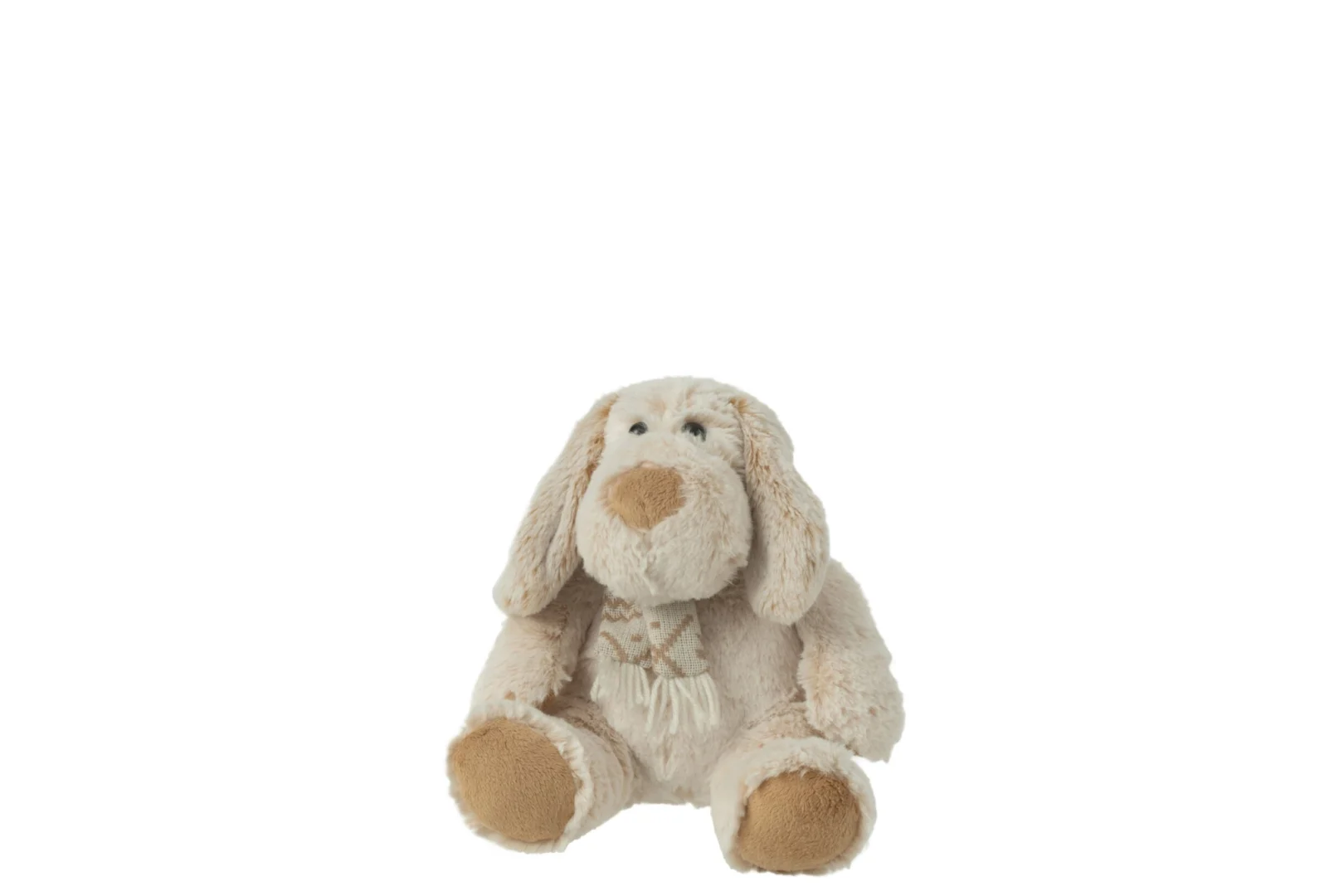 Plaid Goormum Beige, zittende hondenknuffel met sjaal in zachte beige winterstijl