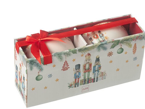 Notenkraker Trurmio keramiek wit set van 2 in kerstcadeaudoos met rood lint