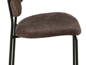 Eetkamerstoel  Loina Donkerbruin stof metalen frame