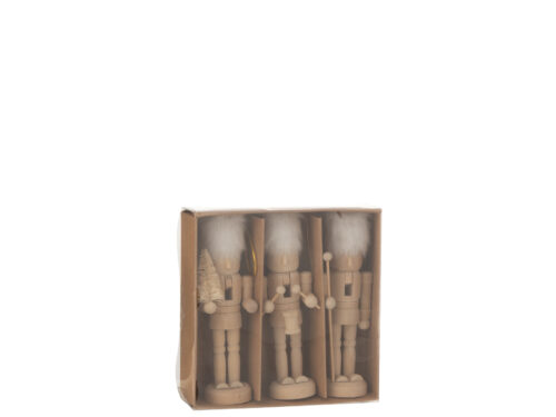 Opbergdoos Zornea Hout Naturel met drie houten notenkrakers in een stijlvolle cadeauverpakking