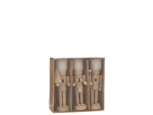 Opbergdoos Zornea Hout Naturel met drie houten notenkrakers in een stijlvolle cadeauverpakking