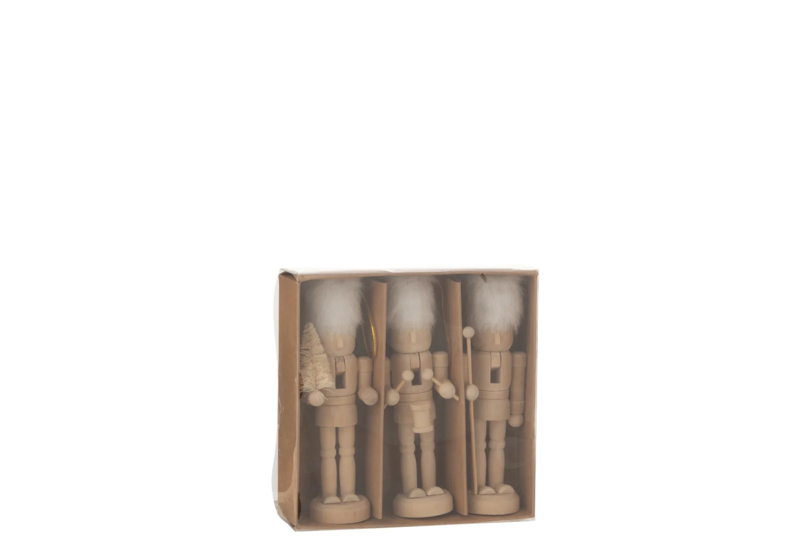 Opbergdoos Zornea Hout Naturel met drie houten notenkrakers in een stijlvolle cadeauverpakking
