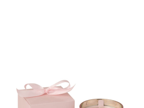Roze Geurkaars Bonheur Pink klein met glazen houder en cadeauverpakking, warme bloemige sfeer voor in huis