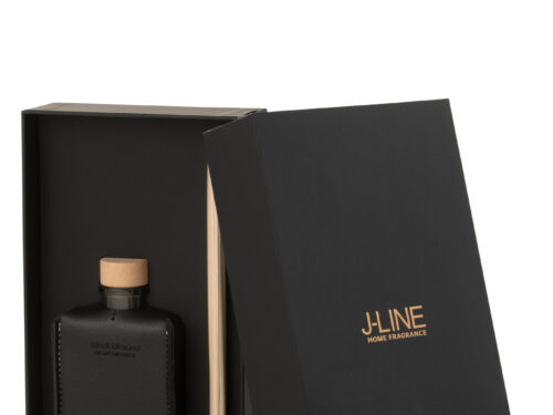 Geurolie Treiton Zwart in luxe zwarte doos, Black Diamond geur met houtachtige uitstraling en houten dop