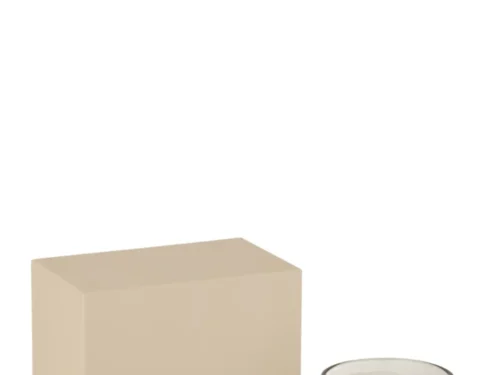Geurkaars Boomesta Palmwas beige in glas met J-LINE verpakking en rustige, houtachtige Suit&tie geur