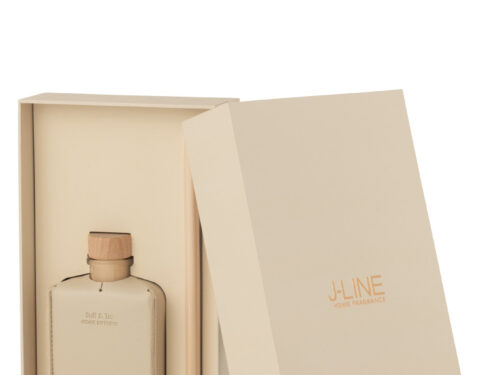 Geurolie Vimmero Beige in luxe beige box, met houten dop en houtachtige Suit & Tie geur