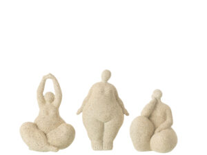 Beeld Feilo Steen Beige H15,5 cm - Set van 3
