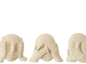 Beeld Stukand Steen Beige H17 cm - Set van 3