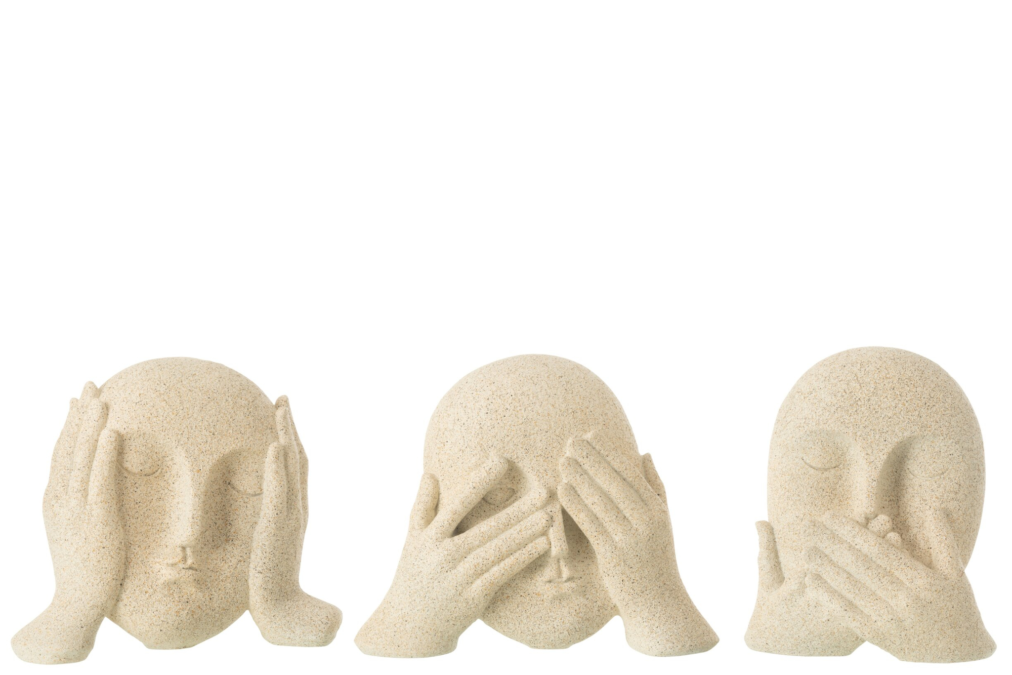Beeld Stukand Steen Beige H17 cm - Set van 3