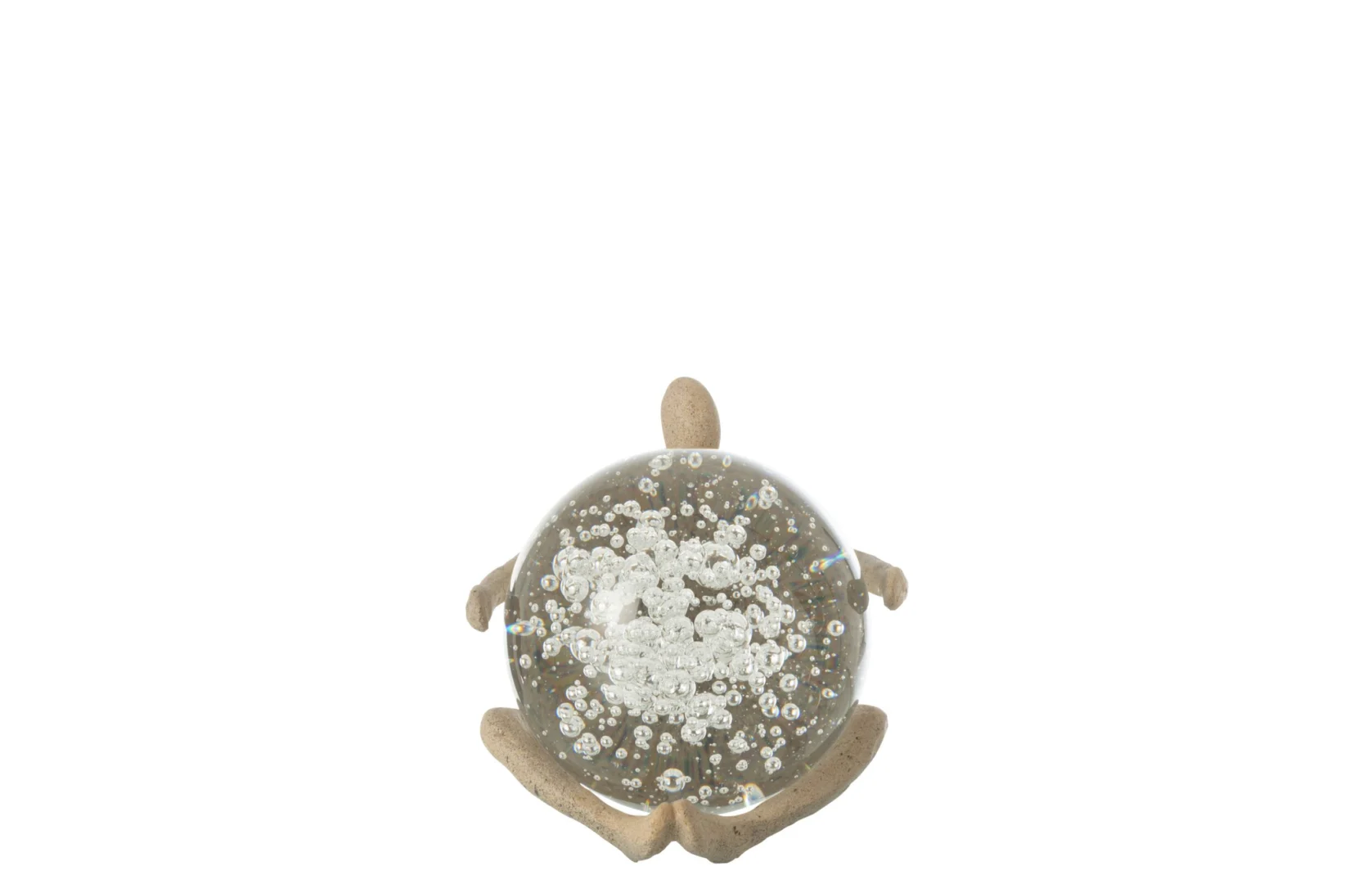 Beeld Lisonte polyresin naturel, rond decoratief beeld met kristallen glans en rustige uitstraling, 11,5 cm
